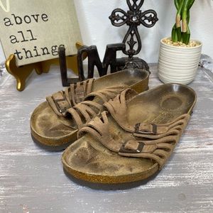 Birkenstock Granada Tobacco brown leather slip on sandals Size 7L 5M Unisex